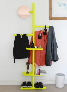 Camerino Valet Stand in fluoro yellow and copper