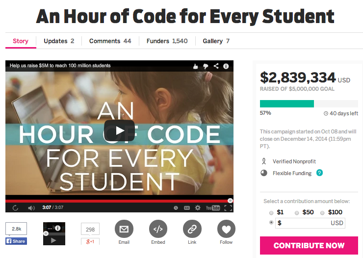 hour of code indiegogo project